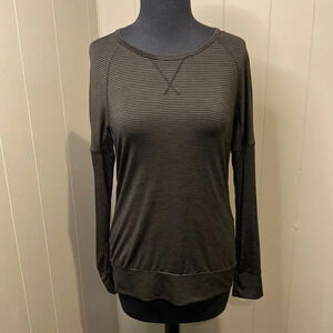 Lija Large Dry-Fit Long Sleeve T-Shirt Black Silver Stripes